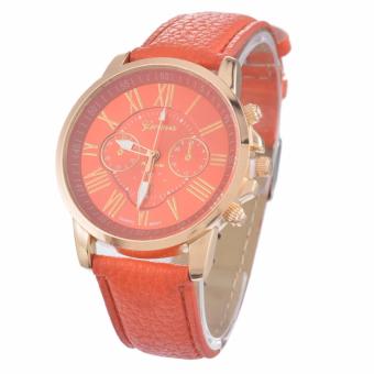 Geneva WCG-888 Women's Faux Leather Watch (Orange/Gold) June 2018 - 2 Geneva WCG-888 Women's Faux Leather Watch (Orange/Gold) - 2