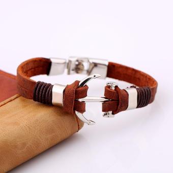Genuine Brown Leather Anchor Bracelet June 2018 - 2 Genuine Brown Leather Anchor Bracelet - 2