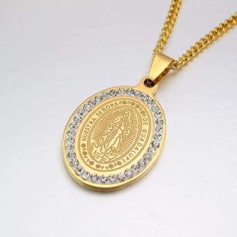 Gold Tone Stainless Steel Oval Crystals Our Lady Of Guadalupe Saint Mary Pendant Necklace Curb Chain 60CM Long - Intl May 2018 - 3 Gold Tone Stainless Steel Oval Crystals Our Lady of Guadalupe Saint Mary Pendant Necklace Curb Chain 60CM Long - Intl - 3
