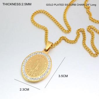 Gold Tone Stainless Steel Oval Crystals Our Lady Of Guadalupe Saint Mary Pendant Necklace Curb Chain 60CM Long - Intl May 2018 - 5 Gold Tone Stainless Steel Oval Crystals Our Lady of Guadalupe Saint Mary Pendant Necklace Curb Chain 60CM Long - Intl - 5