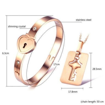 Heart Lock Love Bracelet Bangle Key Necklace Men Women Couple Lover Jewelry Set Rose Gold/ White Silver - Intl April 2018 - 2 Heart Lock Love Bracelet Bangle Key Necklace Men Women Couple Lover Jewelry Set Rose Gold/ White Silver - intl - 2