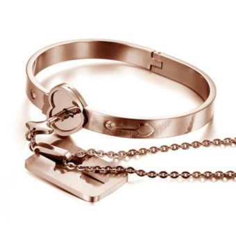 Heart Lock Love Bracelet Bangle Key Necklace Men Women Couple Lover Jewelry Set Rose Gold/ White Silver - Intl April 2018 - 3 Heart Lock Love Bracelet Bangle Key Necklace Men Women Couple Lover Jewelry Set Rose Gold/ White Silver - intl - 3