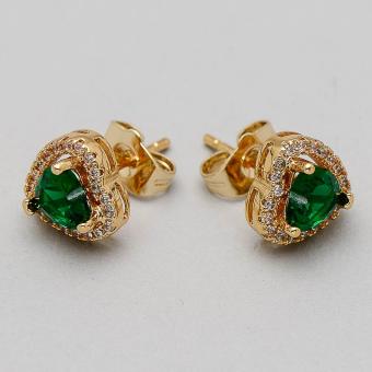 Jewelmine Heart Emerald Cubic Zircon Earrings (Gold)) With Free Isabella Round Earrings June 2018 - 2 Jewelmine Heart Emerald Cubic Zircon Earrings (Gold)) With Free Isabella Round Earrings - 2
