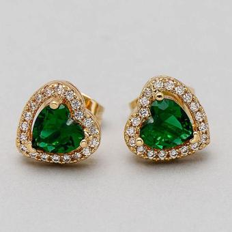 Jewelmine Heart Emerald Cubic Zircon Earrings (Gold)) With Free Isabella Round Earrings June 2018 - 4 Jewelmine Heart Emerald Cubic Zircon Earrings (Gold)) With Free Isabella Round Earrings - 4
