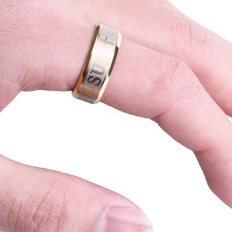 Letter Cross Embellishment Stainless Steel Rings For Men - Intl July 2018 - 2 Letter Cross Embellishment Stainless Steel Rings for Men - intl - 2