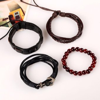 Men's Fashion Accessories Retro Style Leather Bracelet Jewelry (TZ007) - Intl June 2018 - 5 Men's Fashion Accessories Retro Style Leather Bracelet Jewelry (TZ007) - intl - 5