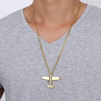 Men's Stainless Steel Pendant Necklace Gold-Color Aircraft Airplane With 24 Inch Chain - Intl June 2018 - 4 Men's Stainless Steel Pendant Necklace Gold-Color Aircraft Airplane with 24 Inch Chain - intl - 4