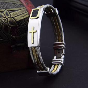 Men's Bracelet 3Rows Wire Chain Bracelets Bangles Fashion PunkStainless Steel Cross Bracelet Men Christian Men Jewelry June 2018 - 2 Men's Bracelet 3Rows Wire Chain Bracelets Bangles Fashion PunkStainless Steel Cross Bracelet Men Christian Men Jewelry - 2