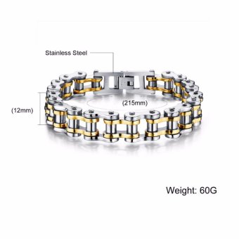 Men's Punk Cool Stainless Steel Bracelets Motorcycle Bicycle ChainBracelets Bangles(Black+Silver) - Intl June 2018 - 5 Men's Punk Cool Stainless Steel Bracelets Motorcycle Bicycle ChainBracelets Bangles(Black+Silver) - intl - 5