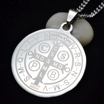 Men's SIlver Tone Stainless Steel Patron Saint St.Benedict HolyMedal Pendant Necklace SS Curb Chain 60CM - Intl June 2018 - 3 Men's SIlver Tone Stainless Steel Patron Saint St.Benedict HolyMedal Pendant Necklace SS Curb Chain 60CM - Intl - 3