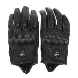 Motorcycle Riding Protectie Armor Black Short Leather Gloves (Black) (L)