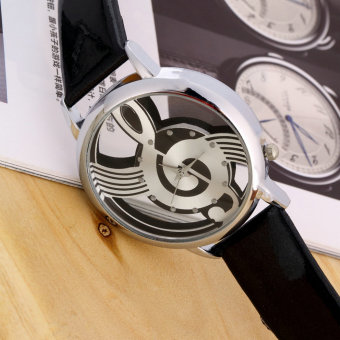 Music Notation Womens Men Quartz Watches PU Leather Analog Wristwatch Black - Intl June 2018 - 4 Music Notation Womens Men Quartz Watches PU Leather Analog Wristwatch Black - Intl - 4