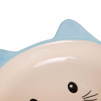 Non-Skid Cat Ear Shaped Cat Dog Bowls Ceramic Pet Feeder For Small Pets Blue_ By WWang - Intl April 2018 - 2 Non-Skid Cat Ear Shaped Cat Dog Bowls Ceramic Pet Feeder for Small Pets Blue_ by WWang - intl - 2