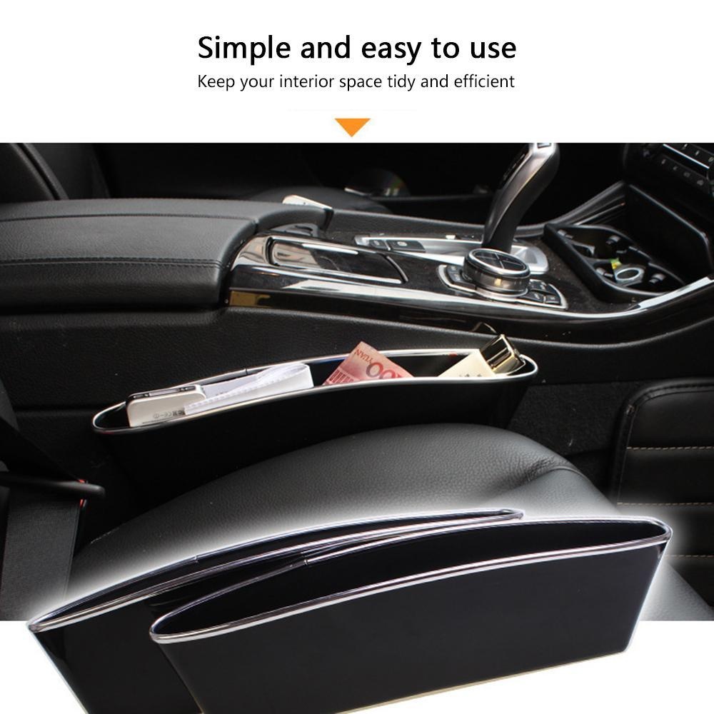 2x Leather Catcher Box Caddy Car Seat Gap Filler Pocket Storage Organizer w/4USB