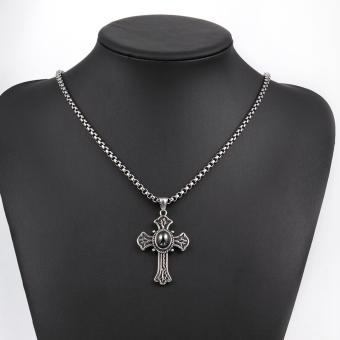 Popcorn GMYN043 Punk Black Stone Cross Pendant Stainless SteelNecklace (Silver Plated) June 2018 - 5 Popcorn GMYN043 Punk Black Stone Cross Pendant Stainless SteelNecklace (Silver Plated) - 5