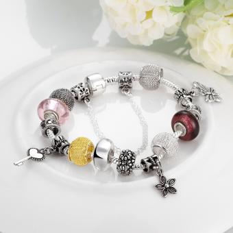 Popcorn H005-B Heart Tag Charm Silver Plated Bracelet With Zircon Inlay June 2018 - 4 Popcorn H005-B Heart Tag Charm Silver Plated Bracelet with Zircon Inlay - 4