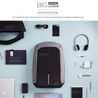 PRADO Anti Theft Backpack Grade A OEM Design Bag Bobby XDInspiredKK2236 - Grey - Intl April 2018 - 2 PRADO Anti Theft Backpack Grade A OEM Design Bag Bobby XDInspiredKK2236 - Grey - intl - 2