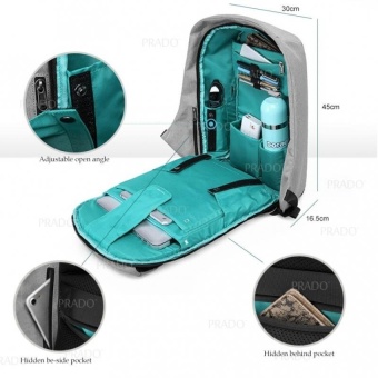 PRADO Anti Theft Backpack Grade A OEM Design Bag Bobby XDInspiredKK2236 - Grey - Intl April 2018 - 3 PRADO Anti Theft Backpack Grade A OEM Design Bag Bobby XDInspiredKK2236 - Grey - intl - 3