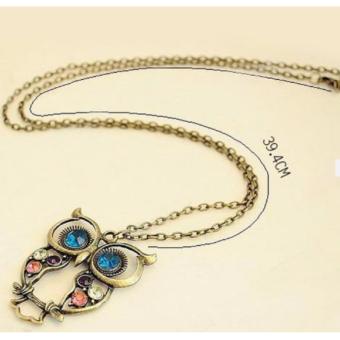 Retro Colorful Rhinestone Owl Pendant And Long Chain Necklace 9g June 2018 - 4 Retro Colorful Rhinestone Owl Pendant and Long Chain Necklace 9g - 4
