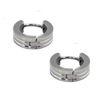 SS153 Stainless Steel 3 Stripe Silver Earrings Medium Size June 2018 - 2 SS153 Stainless Steel 3 Stripe Silver Earrings Medium Size - 2