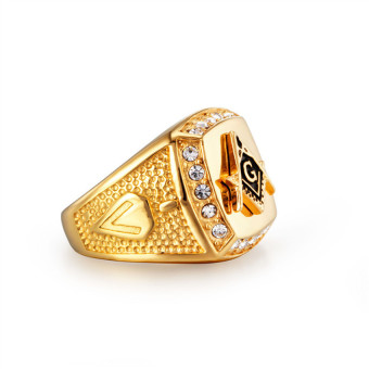Stainless Steel Freemason Ring CZ Diamond Men Gold Masonic Jewelry June 2018 - 3 Stainless Steel Freemason Ring CZ Diamond Men Gold Masonic Jewelry - 3