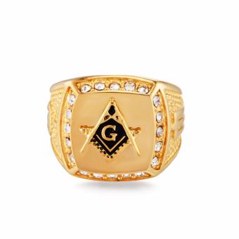 Stainless Steel Freemason Ring CZ Diamond Ring Men Gold MasonicRing - Intl June 2018 - 3 Stainless Steel Freemason Ring CZ Diamond Ring Men Gold MasonicRing - intl - 3