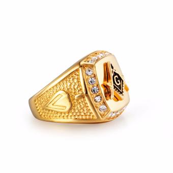 Stainless Steel Freemason Ring CZ Diamond Ring Men Gold MasonicRing - Intl June 2018 - 4 Stainless Steel Freemason Ring CZ Diamond Ring Men Gold MasonicRing - intl - 4