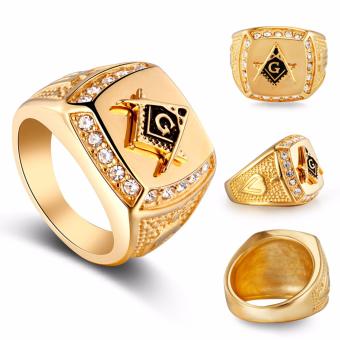 Stainless Steel Freemason Ring CZ Diamond Ring Men Gold MasonicRing - Intl June 2018 - 2 Stainless Steel Freemason Ring CZ Diamond Ring Men Gold MasonicRing - intl - 2