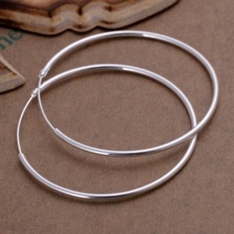 Surface Pure Silver Plated Round Big Large Hoop Huggie Loop AlloyEarrings - Intl June 2018 - 4 Surface Pure Silver Plated Round Big Large Hoop Huggie Loop AlloyEarrings - intl - 4