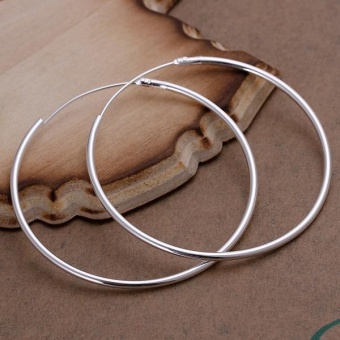 Surface Pure Silver Plated Round Big Large Hoop Huggie Loop AlloyEarrings - Intl June 2018 - 2 Surface Pure Silver Plated Round Big Large Hoop Huggie Loop AlloyEarrings - intl - 2
