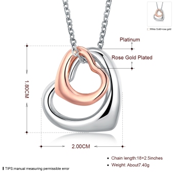Treasure By B&D N005 Rose Plated Double Heart Pendant Plated Necklace April 2018 - 2 Treasure by B&D N005 Rose Plated Double Heart Pendant Plated Necklace - 2