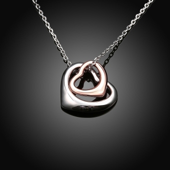 Treasure By B&D N005 Rose Plated Double Heart Pendant Plated Necklace April 2018 - 4 Treasure by B&D N005 Rose Plated Double Heart Pendant Plated Necklace - 4