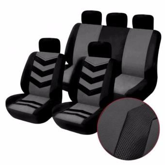 Universal Car Seat Cover Set 9Pcs Seat Covers Front Seat Back SeatHeadrest Cover Mesh Black And Gray June 2018 - 2 Universal Car Seat Cover Set 9Pcs Seat Covers Front Seat Back SeatHeadrest Cover Mesh Black and Gray - 2