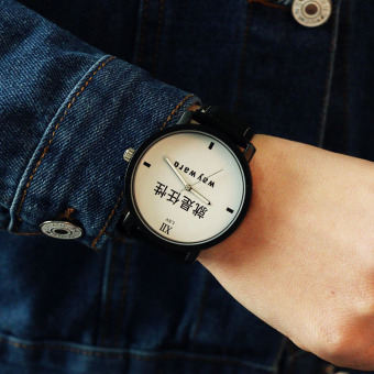 Water Resistance men women round dial leather couple watch watches
