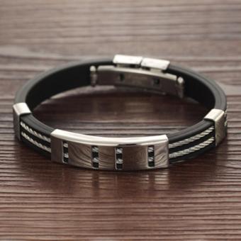 Wawawei Fashion Glamorous Silver Chain Titanium Silicone LeatherMen Bracelet With Free Camera Clip Lens June 2018 - 3 Wawawei Fashion Glamorous Silver Chain Titanium Silicone LeatherMen Bracelet with Free Camera Clip Lens - 3