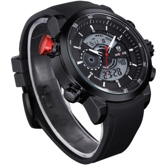 WEIDE Men Quartz Military Watch Analog Digital 3ATM Waterproof Rubber Strap Men Sports Watches WH3401 Silver Black - Intl June 2018 - 2 WEIDE Men Quartz Military Watch Analog Digital 3ATM Waterproof Rubber Strap Men Sports Watches WH3401 Silver Black - intl - 2
