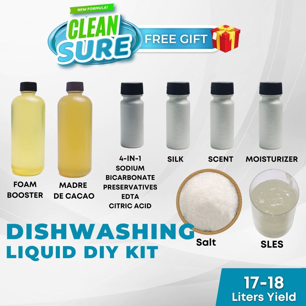 CleanSure Premium Dishwashing Liquid DIY Kit 17L Yield Dish Cleaning ...