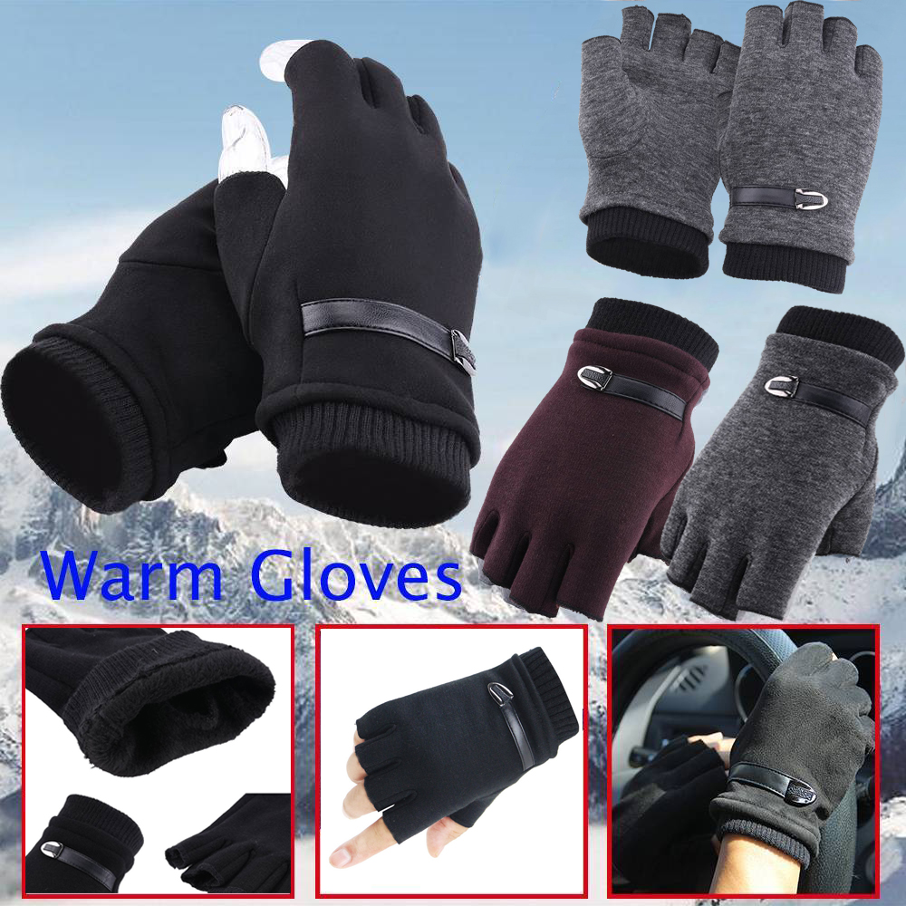 GRNGRENG6 Womens Car Driving Keep Warming Soft Half Finger Warm Gloves Mittens Winter Gloves