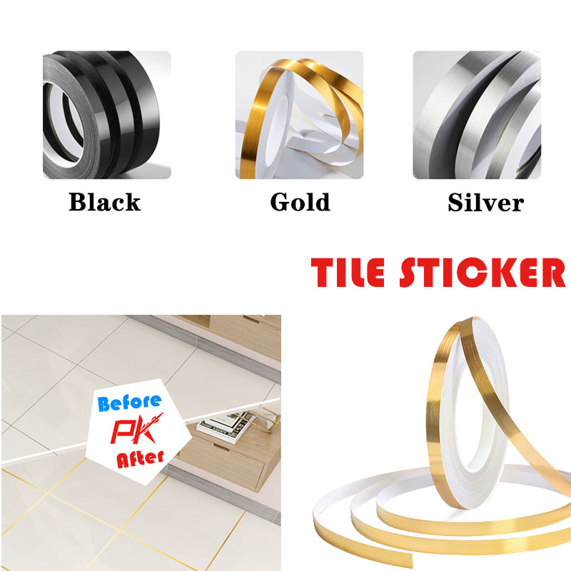 50M COD Foil Tape Gold Tape Silver/black/gold Ceramic Tile Mildewproof Tile  Tape Decor Self Adhesive Wall Floor Tape Sticker