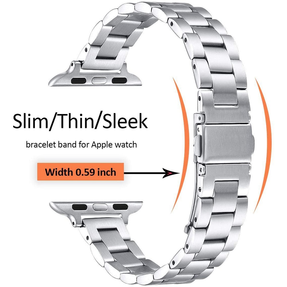 Slim สแตนเลสสายนาฬิกาสำหรับ Apple นาฬิกา Series 6 SE 5 4 3 2 1 38มม.40มม.42มม.44มม.บางสายนาฬิกาข้อมือ