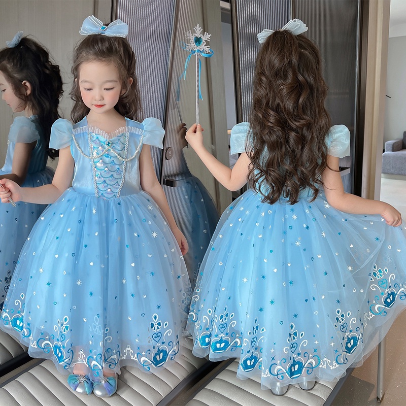 HIHCBF Frozen Elsa Costume Sequins Princess Birthday Dress for Girls  Halloween Christmas Party Ball Gown w/Accessories