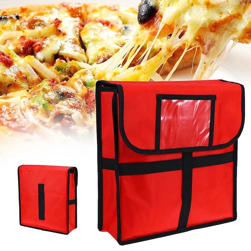 Gambar 11Inch Pizza Delivery Bag Portable Food Cooler Tote Bento Insulated Waterproof Picnic Fruit Snack Drink Fresh Keeping Container