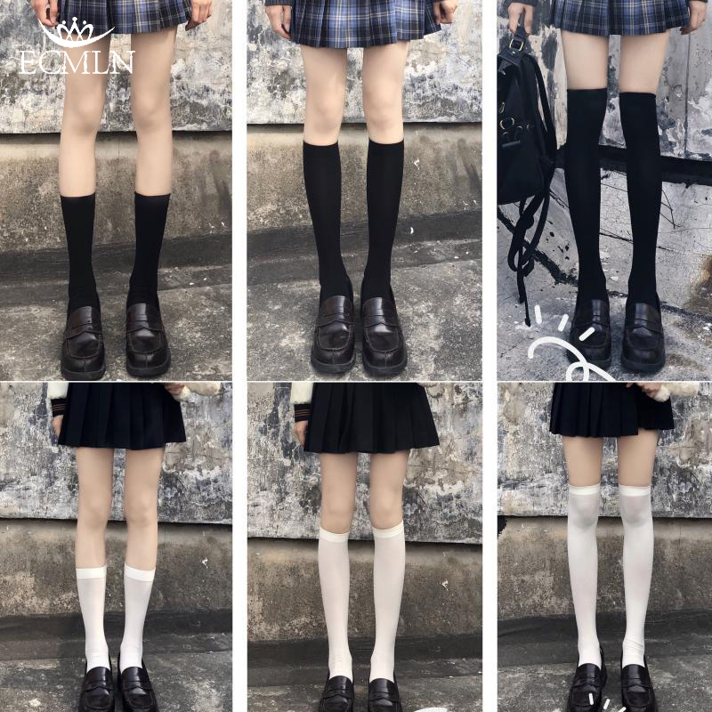 ECMLN Vớ dài nhung Lolita cho phụ nữ Màu rắn đầu gối Vớ cao thời trang Kawaii Cosplay Vớ nylon sexy
