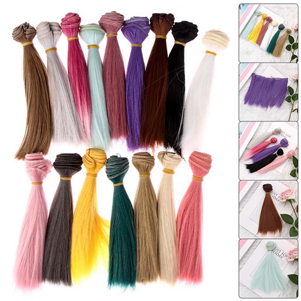 SU1999930 1PC High Quality High-temperature Wire Synthetic Fiber 15 colors Long Straight DIY Dolls Accessories Doll Wigs Wig Hair