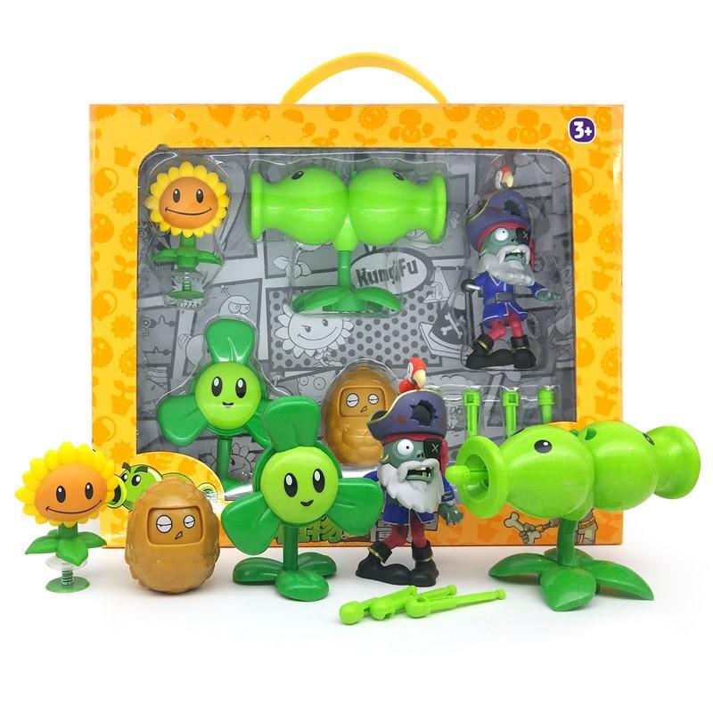 DM Plants vs. Zombies Toy Double HEAD peashooter Clover ชุดกล่องของขวัญของเล่น