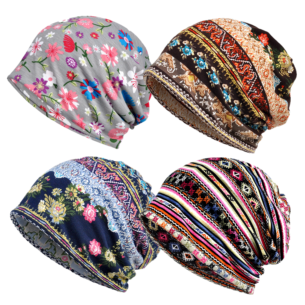 นุ่มผมHeadscarf BeaniesหมวกนอนหลับกีฬาCasualหมวกคีโมฮิญาบมุสลิมที่รัดศีรษะผู้หญิงผ้าโพกศีรษะ