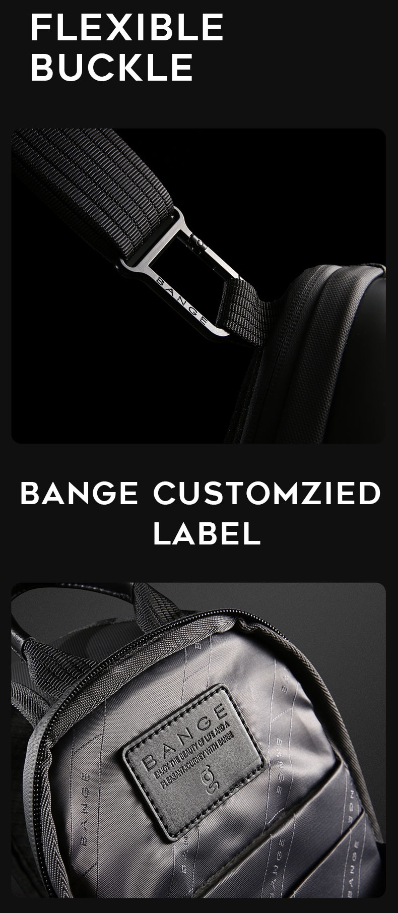 Gadgetoo 7353 Bange Premium Quality Bag Crossbody Bag Anti Theft Ykk Zipper Water Repellent Fabric Tablet Bag Travel Office School Work Daily Bag Chest Bag Shoulder Bag
