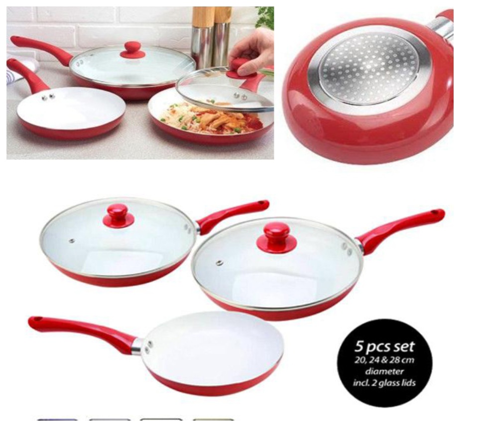 20/24/28cm Frying pan Ceramic Coating Non stick fry pan with Lid 