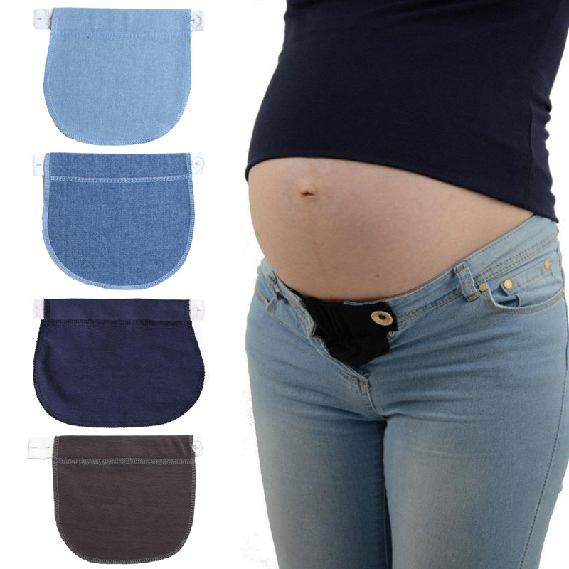 0duw 1Pcs สายรัดข้อมือใส่สบายเข็มขัดตัวขยายเอวยืดกางเกงผ้ายืดปุ่มการตั้งครรภ์คลอดบุตรยาวยืด