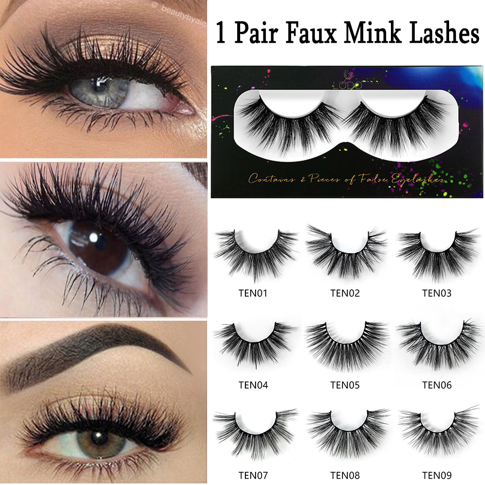 YISHA 1คู่3D ยาวผ้าไหมหนาปริมาณตัวต่อขนตาขนตาปลอม Faux Mink แต่งหน้า Fake Eye Lashes